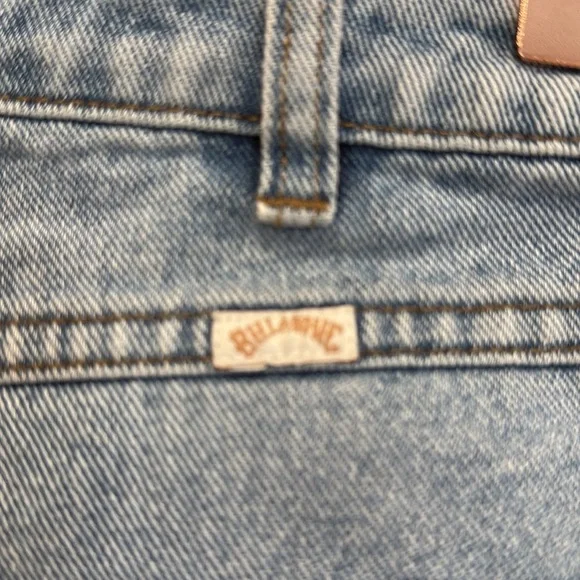 Wrangler & Billabong collaboration patchwork denim Jean Shorts with High Waist.